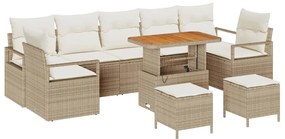 vidaXL Σετ Καναπέ Κήπου με μαξιλάρι 10 pcs Μπεζ, Κρέμα 90 x 55 x 71 cm