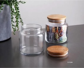 Σετ 9 τεμαχίων γυάλινων βάζων αποθήκευσης με καπάκια από μπαμπού Λευκό