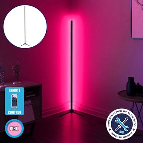 GLOBO-250-7 GloboStar® Μοντέρνο Minimal Επιδαπέδιο Μαύρο Φωτιστικό 250cm LED 40 Watt με Ασύρματο Χειριστήριο RF & Dimmer Ροζ GloboStar ALIEN Design GLOBO-250-7