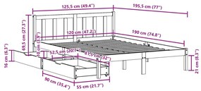 Σκελετός Κρεβ. Χωρίς Στρώμα Καφέ Κεριού 120x190 εκ Μασίφ Πεύκο - Καφέ