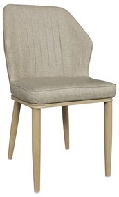 DELUX Καρέκλα Μέταλλο Βαφή Φυσικό, Linen PU Μπέζ -  49x51x89cm