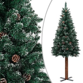 vidaXL Χριστουγεννιάτικο Δέντρο Slim Πράσινο 150 εκ. με Ξύλο/Χιόνι