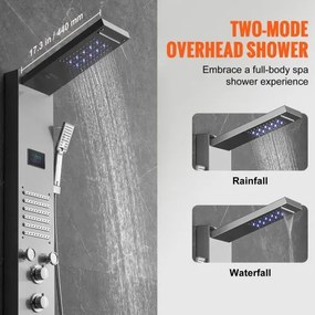VEVOR Shower Panel Tower System 6 Modes Hydroelectricity LED Stainless Steel