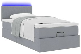 Οθωμανικό κρεβάτι με στρώμα &amp; LEDs Ανοιχτό γκρι 90x190cm ύφασμα 3312187