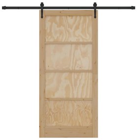 vidaXL Συρόμενη Πόρτα Χειροκίνητος Καφέ 93 x 202 cm Μασίφ ξύλο πεύκου