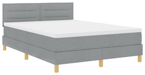 vidaXL Κρεβάτι Box Spring με Στρώμα Ανοιχτό Γκρι 160x200 εκ. Ύφασμα