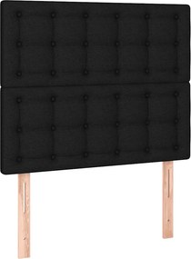 vidaXL Κρεβάτι Boxspring με Στρώμα &amp; LED Μαύρο 90x200 εκ. Υφασμάτινο