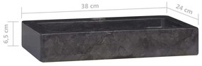 Νιπτήρας Επιτοίχιος Μαύρος 38 x 24 x 6,5 εκ. Μαρμάρινος - Μαύρο