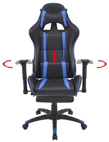 Καρέκλα Γραφείου Racing Ανακλινόμενη με Υποπόδιο Μπλε - Μπλε