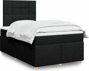 vidaXL Κρεβάτι Boxspring με Στρώμα Μαύρο 120x190 εκ. Υφασμάτινο