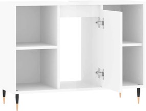 vidaXL Ντουλάπι Μπάνιου Γυαλ. Λευκό 80 x 33 x 60 εκ. από Επεξεργ. Ξύλο