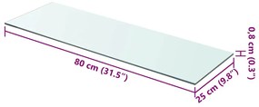 vidaXL Ράφι Πάνελ Διάφανο 80 x 25 εκ. Γυάλινο