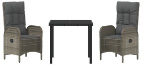 vidaXL Σετ 3 κομματιών Dining Set Κήπου Γκρι Πολυρεντάν
