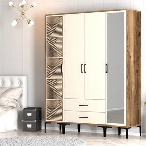 Τετραφυλλη Ντουλαπα Λευκο KUMSAL 47.5x160x201.4