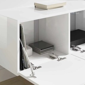 vidaXL Ντουλάπι Τηλεόρασης Τοίχου Επιτοίχιο 2 pcs Λαμπερό Λευκό
