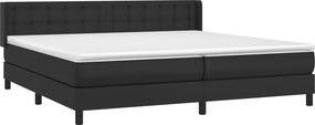 vidaXL Κρεβάτι Boxspring με Στρώμα Μαύρο 200x200 εκ. Συνθετικό Δέρμα