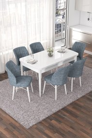 Extendable Dining Table &amp; Chairs Set (7 Pieces) Nef - White, Grey White
Grey
