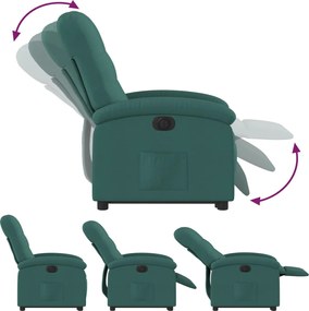 vidaXL Πολυθρόνα Ηλεκ. Ανακλ. Ανύψωση Σκ. Πράσινο Υφασμάτινη