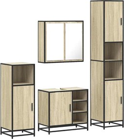 vidaXL Σετ Επίπλων Μπάνιου 4 Τεμαχίων Sonoma Δρυς Επεξεργασμένο Ξύλο