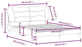 Πλαίσιο Κρεβατιού με Κεφαλάρι Taupe 160x200 εκ. Υφασμάτινο - Μπεζ-Γκρι