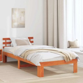 vidaXL Σκελετός Κρεβατιού Καφέ 90 x 200 cm Μασίφ ξύλο πεύκου