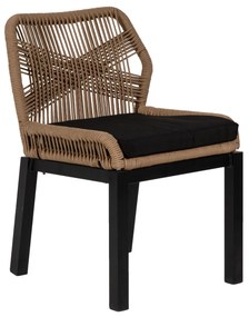 Καρέκλα Κήπου LISBON Μπεζ/Μαύρο Αλουμίνιο/Ύφασμα 50x58x77cm | Συσκευασία 1 τμχ