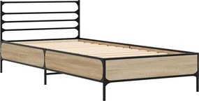 vidaXL Πλαίσιο Κρεβατιού Sonoma Δρυς 100x200 εκ. Επεξ. Ξύλο &amp; Μέταλλο
