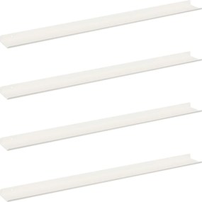 vidaXL Πλωτό ράφι Επιτοίχιο 4 pcs Λευκός 100 x 9 x 2,5 εκ Ατσάλι