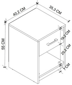 Κομοδίνο Scoty Megapap χρώμα λευκό 40,2x35,3x55εκ.