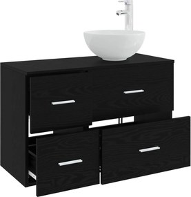 vidaXL Σετ Επίπλων Μπάνιου 2 pcs Μαύρη Δρυς Επεξεργασμένο Ξύλο