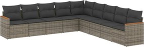 vidaXL Patio Sofa Set 9-θέσια Grey