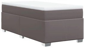 Κρεβάτι Boxspring με Στρώμα Γκρι 90x190 εκ. από Συνθετικό Δέρμα - Γκρι