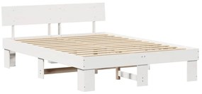 vidaXL Σκελετός Κρεβατιού Λευκό 140 x 200 cm Μασίφ ξύλο πεύκου