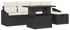 vidaXL Σετ Καναπέ Κήπου Ρυθμιζόμενο ύψος 6 pcs Μαύρο συνθετικό ρατάν