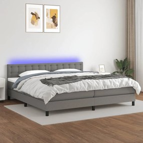 ΚΡΕΒΑΤΙ BOXSPRING ΜΕ ΣΤΡΩΜΑ &amp; LED ΣΚ.ΓΚΡΙ 200X200ΕΚ. ΥΦΑΣΜΑΤΙΝΟ 3133502