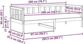 vidaXL Κρεβάτι ημέρας με στρώμα Καστανό και Λευκό 90 x 200 cm