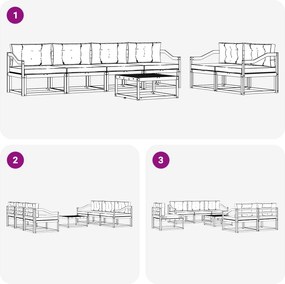 vidaXL Σειρά Καναπέ Εξωτερικού με μαξιλάρι 6 pcs Λευκό και Μπεζ