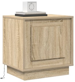 vidaXL κομοδίνο  με LED φώτα Σονομα Οξιά 44x34,5x45 εκ.
