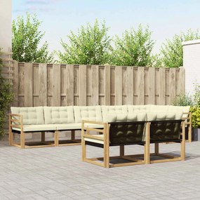 vidaXL Σειρά Καναπέ Εξωτερικού με μαξιλάρι 8 pcs Λευκό και Κρεμ