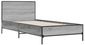 vidaXL Πλαίσιο Κρεβατιού Γκρι Sonoma 90 x 190 εκ. Επεξ. Ξύλο &amp; Μέταλλο