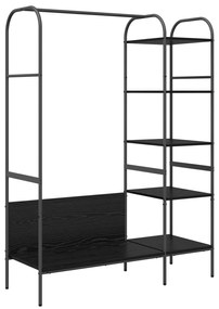vidaXL Ράγα Ρούχων  με Ράφια Μαύρης Δρύς 120x44x160 εκ. Επεξεργασμένο Ξύλο