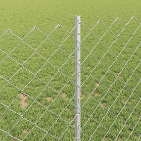 vidaXL Φράχτης αλυσίδας με στήλη 10 x 1 m Γαλβανισμένος Χάλυβας Ασημί