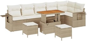 vidaXL Σετ Καναπέ Κήπου με αποθήκευση 9 pcs Μπεζ Πολυ ράταν
