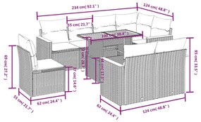 vidaXL Σαλόνι Κήπου Σετ 9 Τεμαχίων Γκρι Συνθετικό Ρατάν με Μαξιλάρια