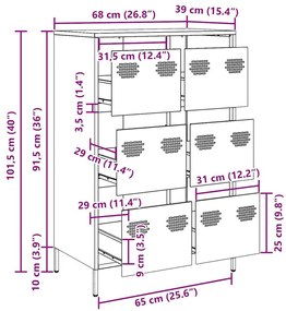 Ντουλάπι Ανθρακί 68x39x101,5 εκ. από Χάλυβα - Ανθρακί