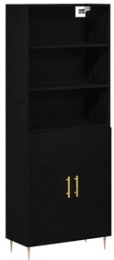 vidaXL Highboard 2 pcs Μαύρη δρυς 70 x 34 x 180 εκ. Επεξεργασμένο ξύλο