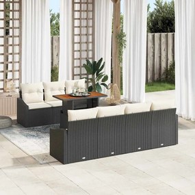 vidaXL Σετ Καναπέ Κήπου με αποθήκευση 8 pcs Μαύρο Πολυ ράταν