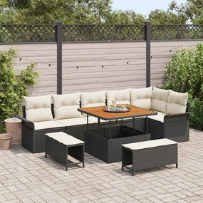 vidaXL Σετ Καναπέ Κήπου 9 pcs Μαύρο συνθετικό ρατάν