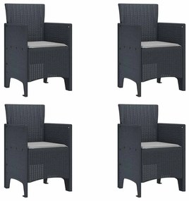 vidaXL Καρέκλα Κήπου 4 pcs Ανθρακί 53 x 49 x 85 εκ. PP