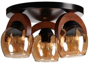 Φωτιστικό Οροφής - Πλαφονιέρα 534LUN5926 Φ30x21cm 3xE27 40W Black-Honey Opviq